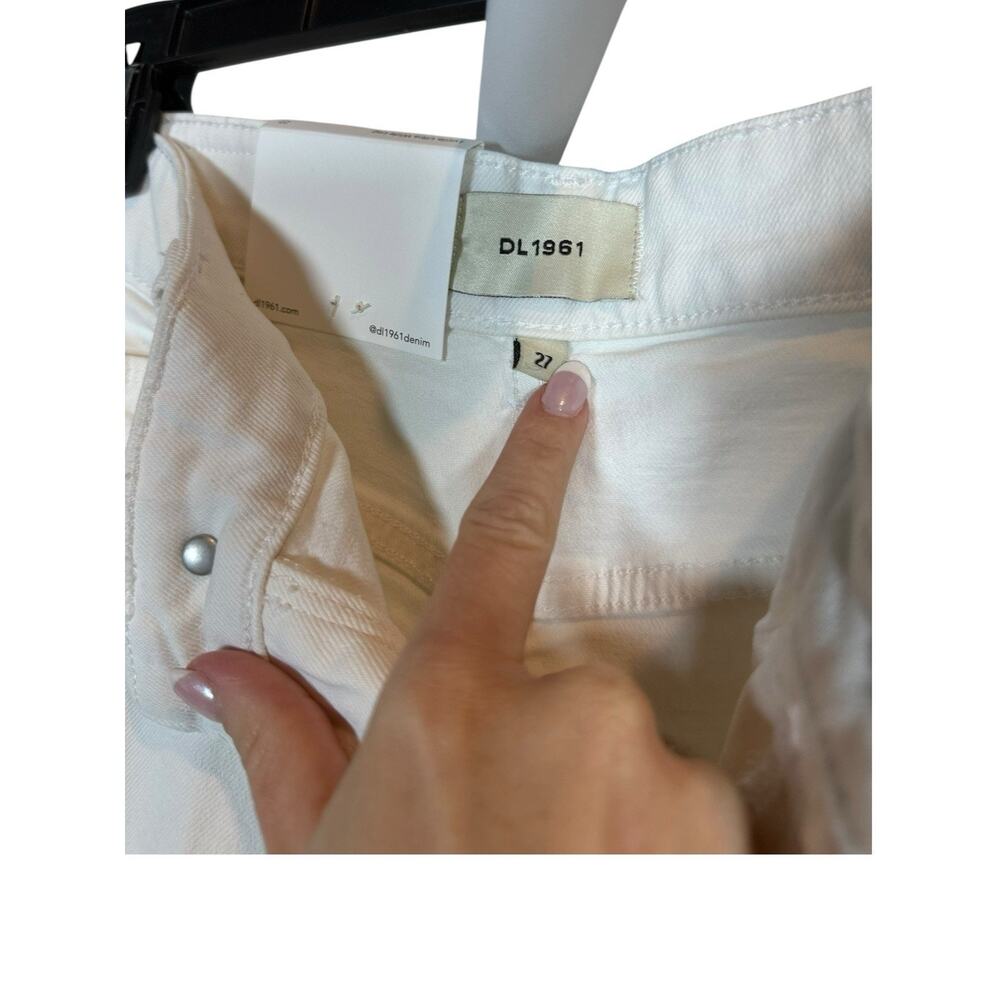 DL1961 Ultra Wide Leg Ultra High Rise White Denim Jeans Women 5-Pocket Cotton - Picture 6 of 6